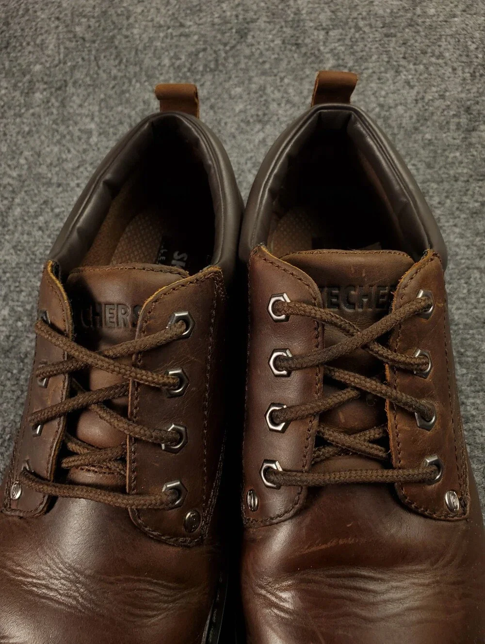 Skechers Tom Cats Oxford Shoes Size 9 Leather Lug Sole Dark Brown Y2K Vintage